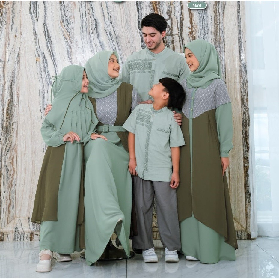 Sarimbit Rauna Ameera mint /  gamis couple / sarimbit keluarga rauna