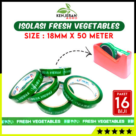 

[Paket 16 Biji] Lakban FRESH VEGETABLES Isolasi Selotip Buah Sayur (18mm x 50 Meter)