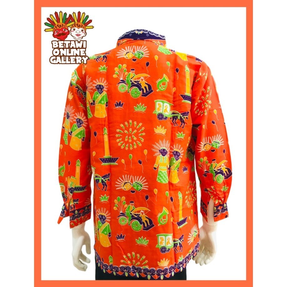 Kemeja Batik Betawi Pria Lengan Panjang - Merah, M