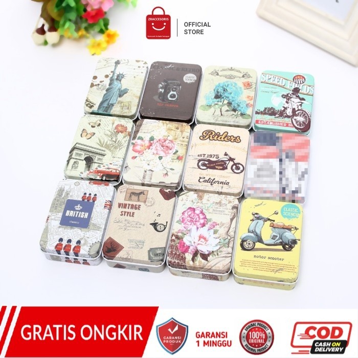 Box Kaleng besi tempat Perhiasan aksesoris Gadget Vintage Tin Can Box
