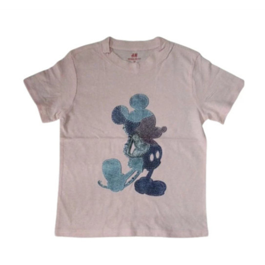 BAJU KAOS TSHIRT HM SOFT PINK MICKEY ANAK PEREMPUAN