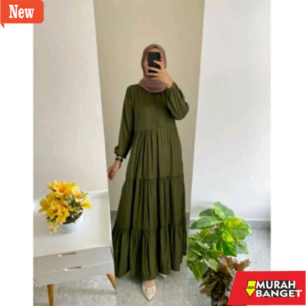Gamis untuk  LEBARAN- Gamis ld 130 hanum dress jumbo rayon polos kualitas premium