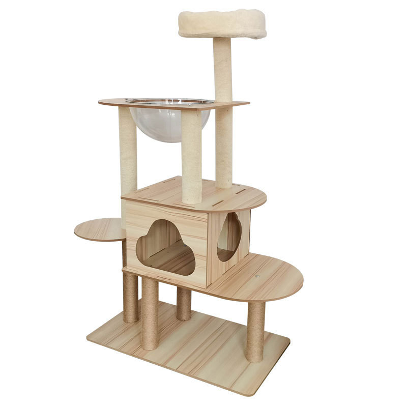 Menara Kucing Kayu Pos Panjat dan Mainan Melompat Pohon Kucing Kayu Besar