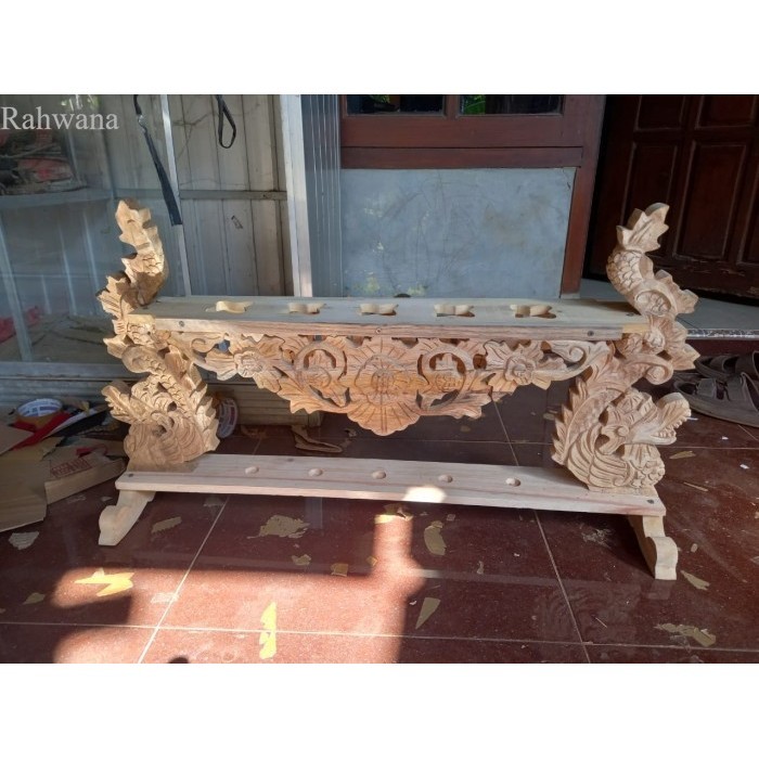 

jagrak naga kembar kamarogan ukir bunga jati ori bk megantara sengkela antik