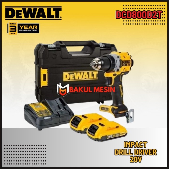 PROMO SPESIAL DEWALT DCD800 Bor baterai Drill Driver 20v DCD800D2T