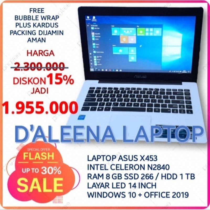 LAPTOP ASUS X453 RAM 8 GB SSD 256 GB LAPTOP PELAJAR LAPTOP MAHASISWA LAPTOP PEKERJA LAPTOP SLIM