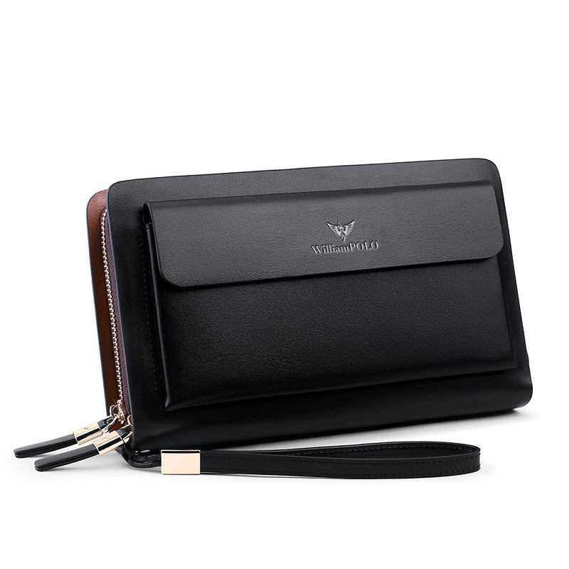 King Paul Dompet Pria Kulit Asli Tipe Panjang Tas Tempat Kartu Tas Genggam Kapasitas Besar Tas Tanga