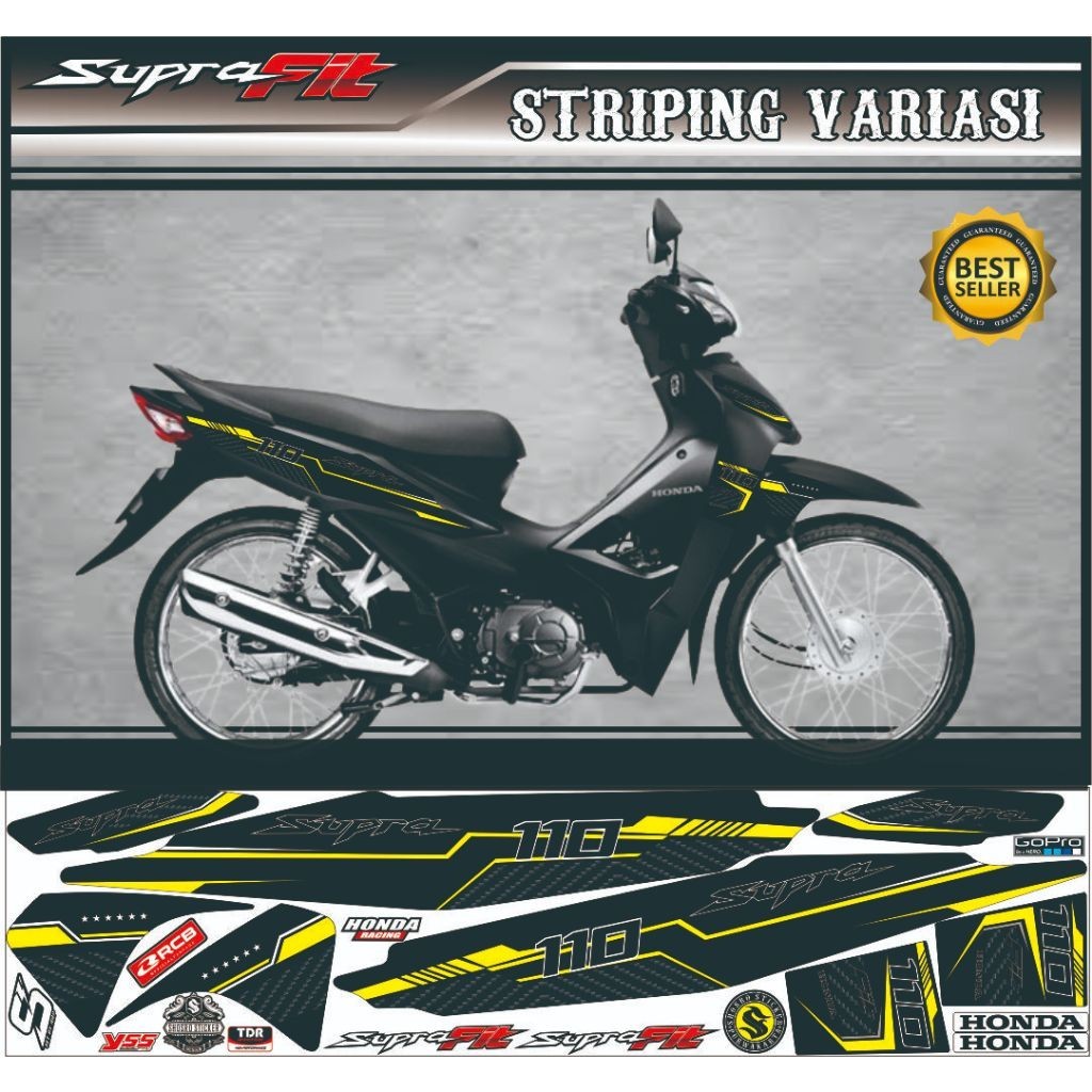 Striping supra fit new variasi decal Stiker Variasi Motor honda Supra Fit New VARIASI