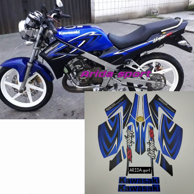Striping stiker motor kawasaki ninja ss 2011 2012 biru lis les ninja motor standar motif original
