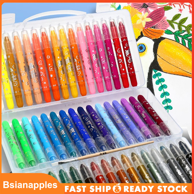 

Grasp Sedang Crayon Original 12/24/36/48 Warna Water Soluable Crayon Krayon Mewarnai Silky Crayon