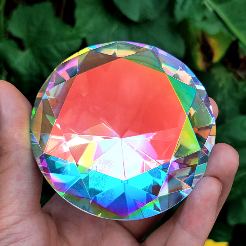 

30-80mm AB Colorful K9 Crystal Diamond Paperweight Decorative Rainbow Maker Prism Glass Diamonds Wedding Home Desktop Decoration