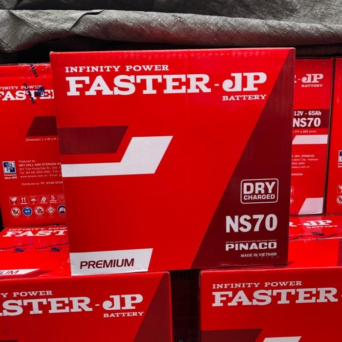 Accu FASTER JP NS70 12V 65Ah - Aki Basah