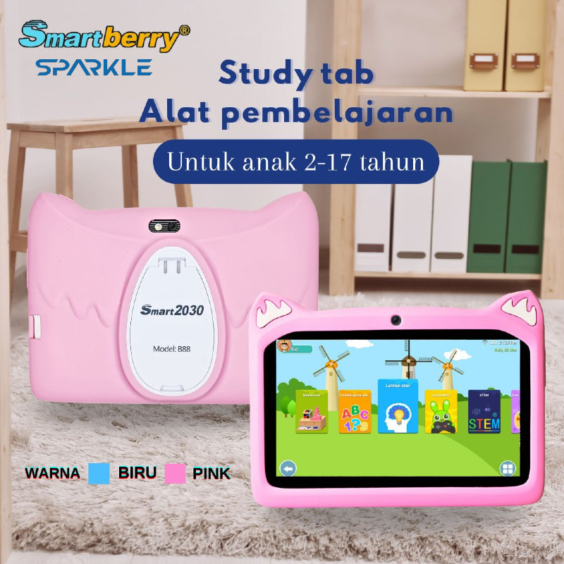 ( BISA COD ) TABLET EDUKASI UNTUK ANAK BELAJAR BONUS BANYAK ITEM RAM 4GB ROM 64GB SMARTBERRY B88 / T