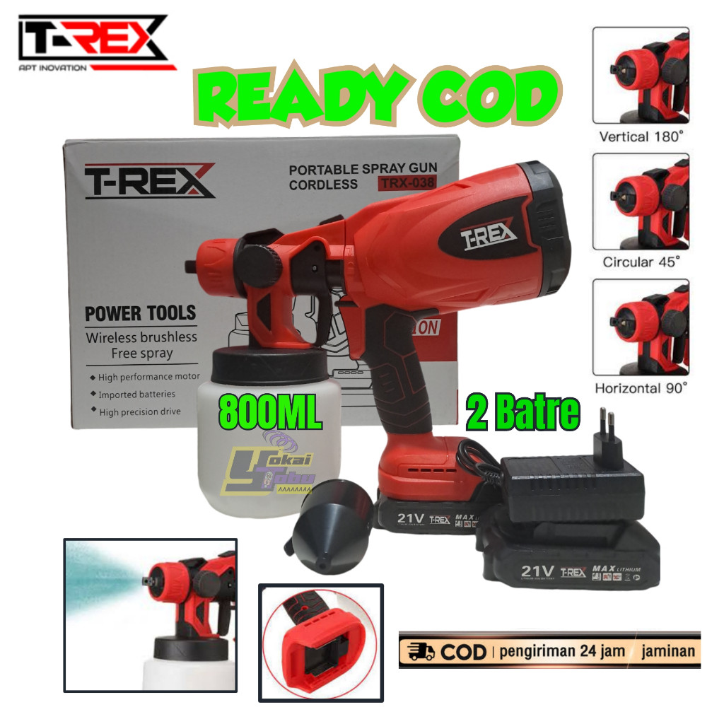 

COD T-REX 800ML Electric Spray Gun CORDLESS 24V Paint Mesin Cat Semprot Elektrik Cat Alat Semprotan