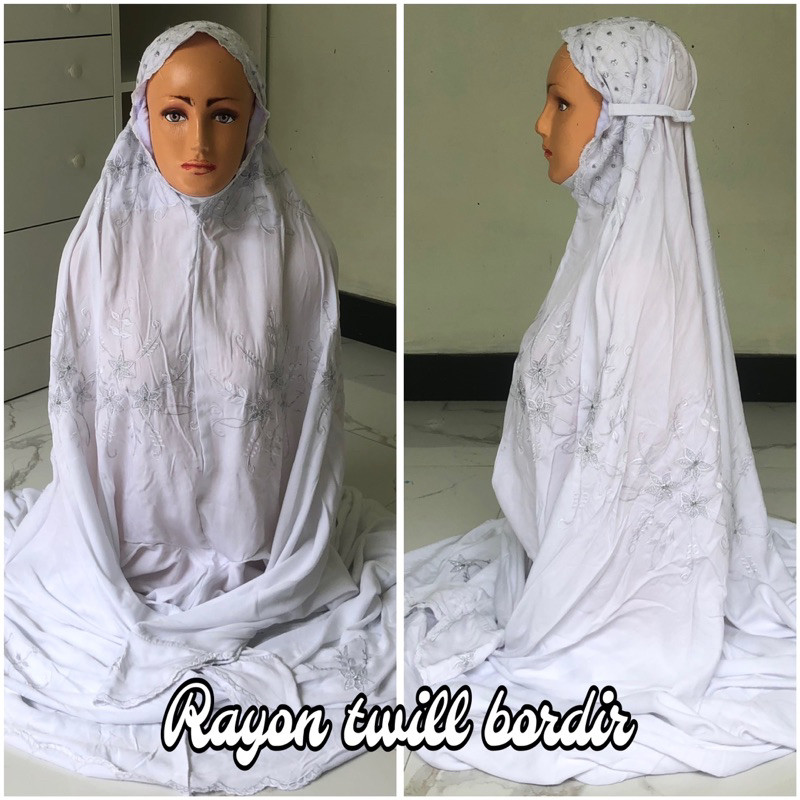 MUKENAH TERUSAN BORDIR RAYON PREMIUM PUTIH