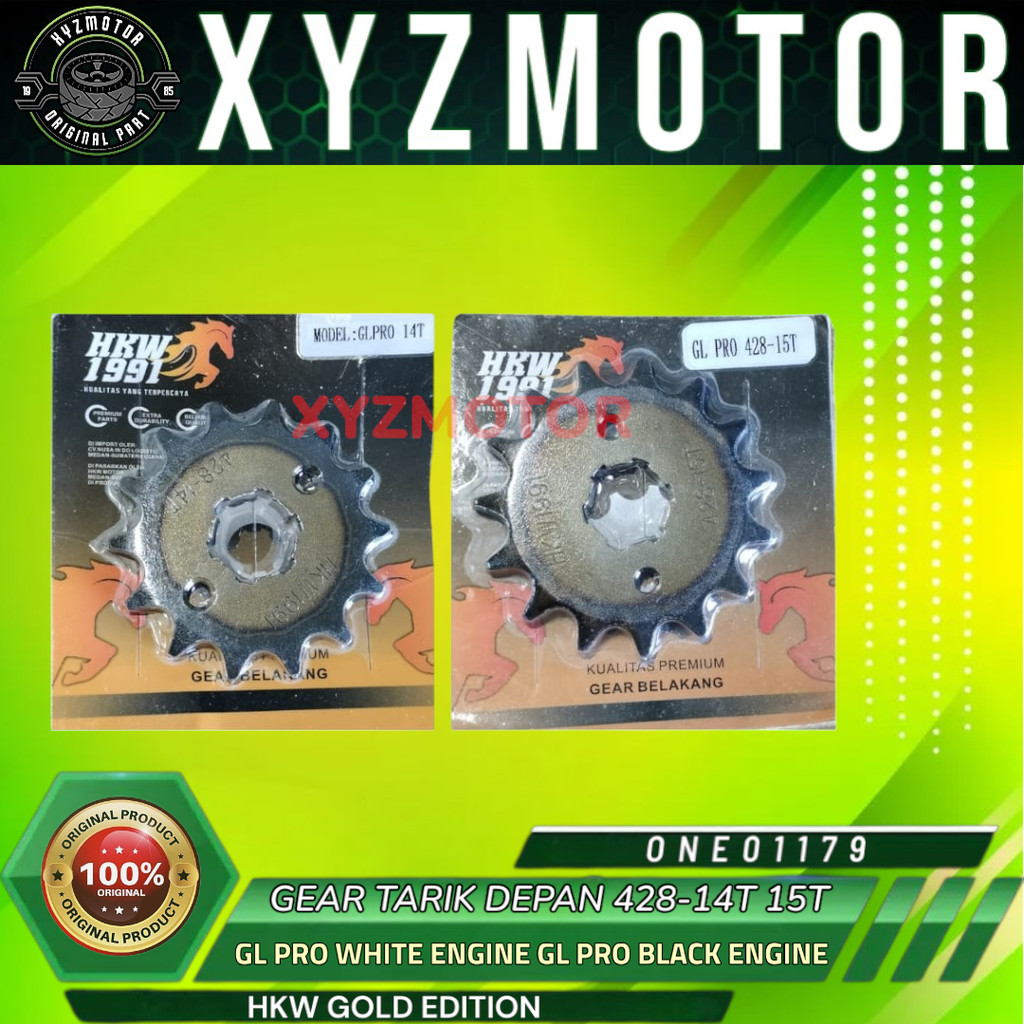 GEAR GIR GIGI TARIK DEPAN 428-14T 15T GL PRO GL PRO WHITE ENGINE GL PRO BLACK ENGINE KUALITAS SUPER