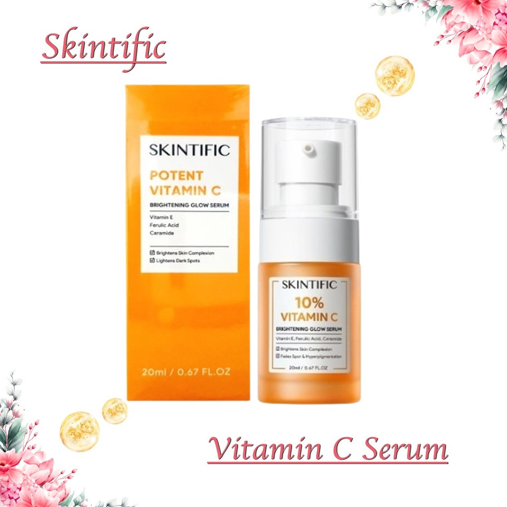 Girlsneed888 SKINTIFIC 10% Vitamin C Brightening Glow Serum 20ml | Serum Mencerahkan Dark Spot Tumpa