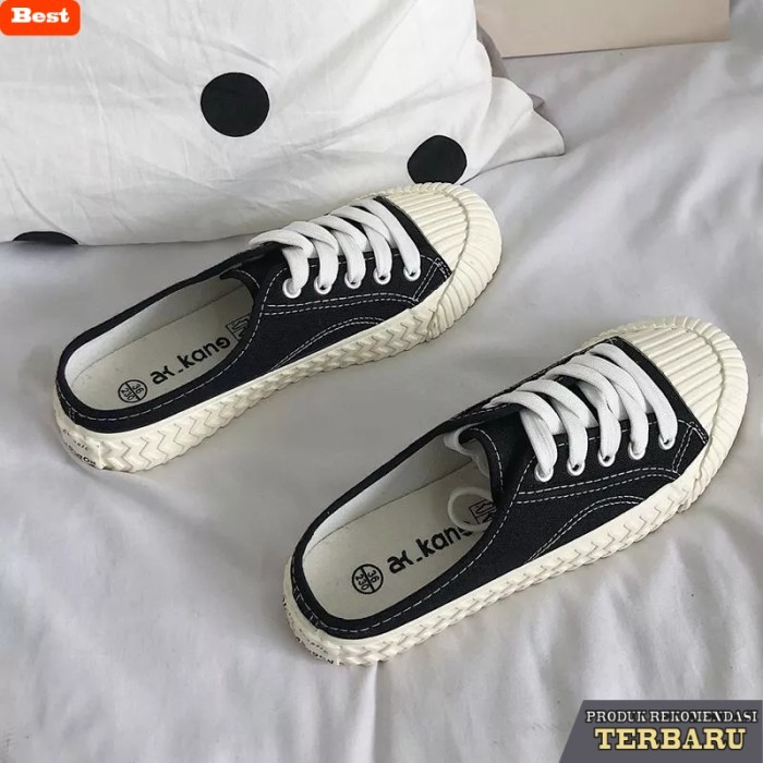 sandal wanita trend sekarang Sepatu Sandal Selop Wanita Sneakers Kets Tali Slip On Kanvas Premium - 