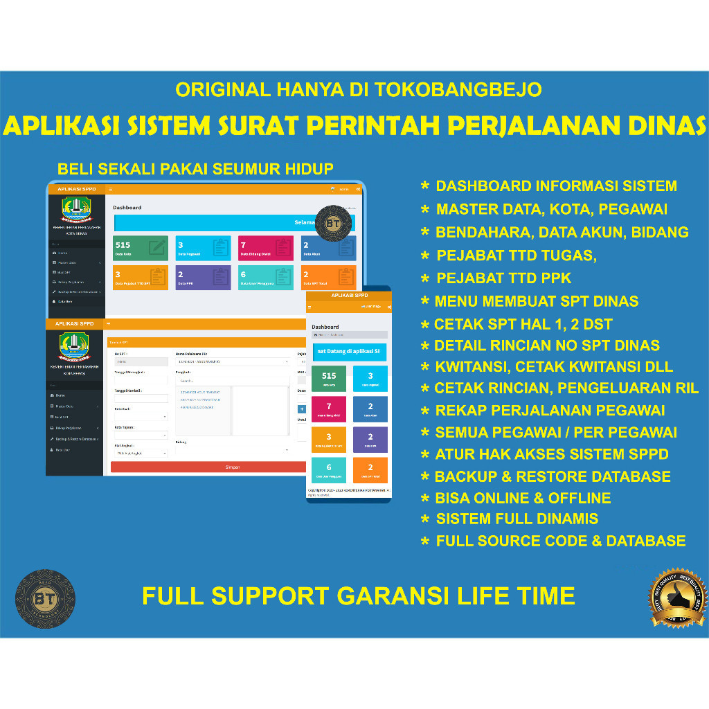 APLIKASI WEB SOURCE CODE SURAT PERJALANAN DINAS SPPD SURAT PERINTAH TUGAS SPT GARANSI SEUMUR HIDUP