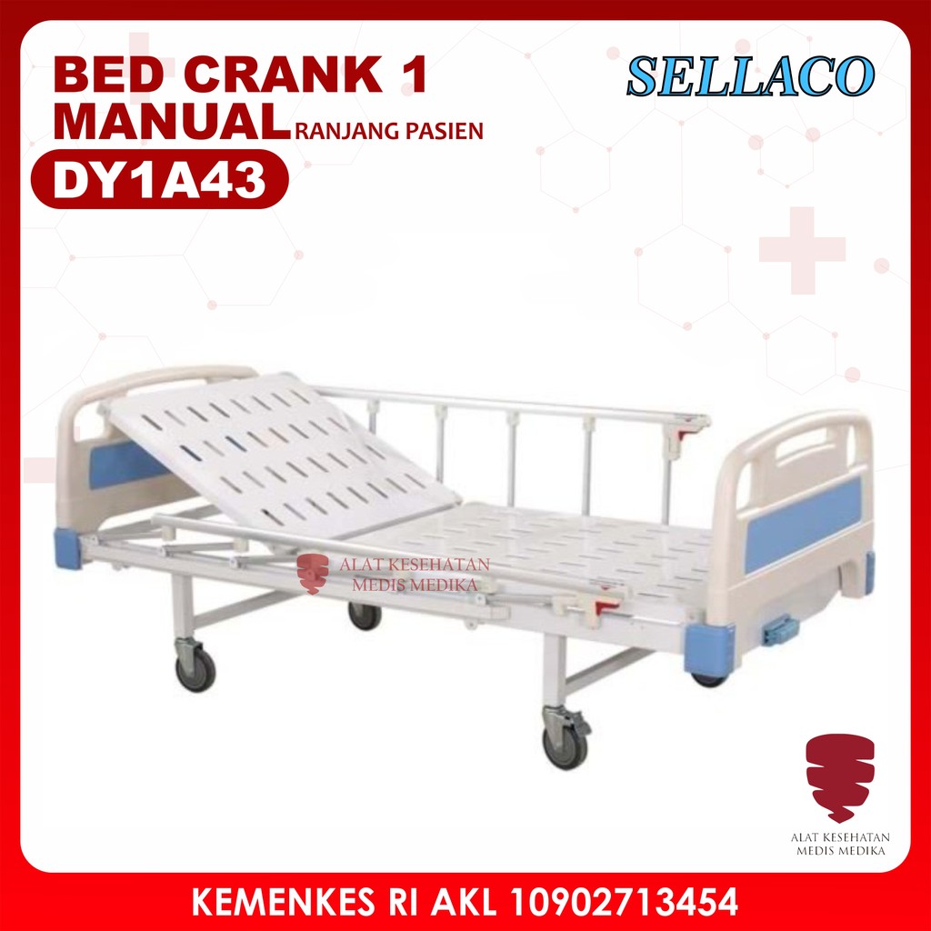 Bed Manual 1 Crank Tempat Tidur Ranjang Pasien Rumah Sakit