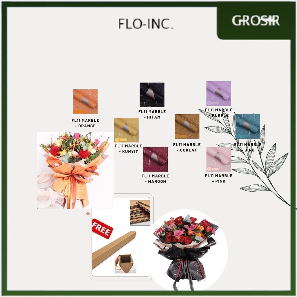 

FLO-INC. - (5 LEMBAR) - FL11 MARBLE Kertas Bunga Paper Buket Motif Garis Abstrak Florist Cellophane