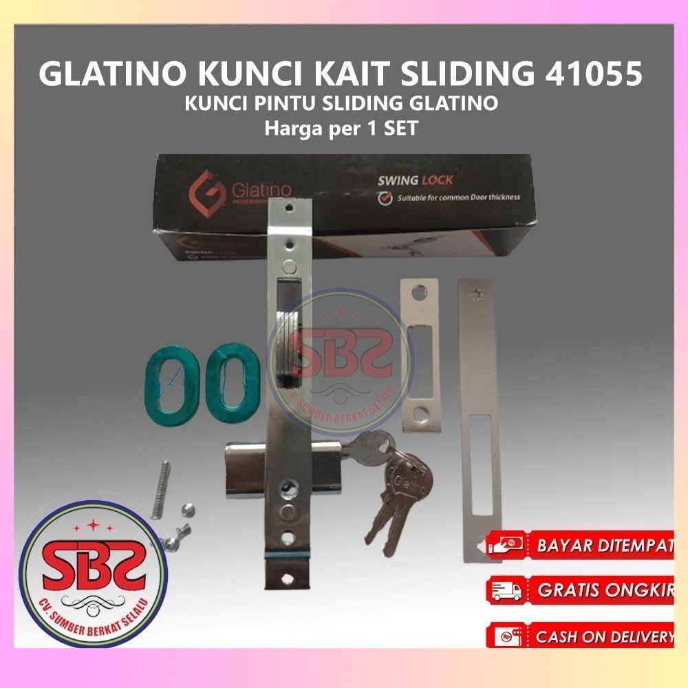 GLATINO Kunci Pintu Sliding KAIT Glatino 41055 / Kunci Pintu Almunium Sliding / Kunci Kait Pintu