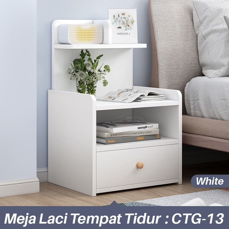 Meja Nakas Minimalis Modern Dengan Laci Meja Samping Tidur Aesthetic Meja Kamar Untuk Kamar Tidur