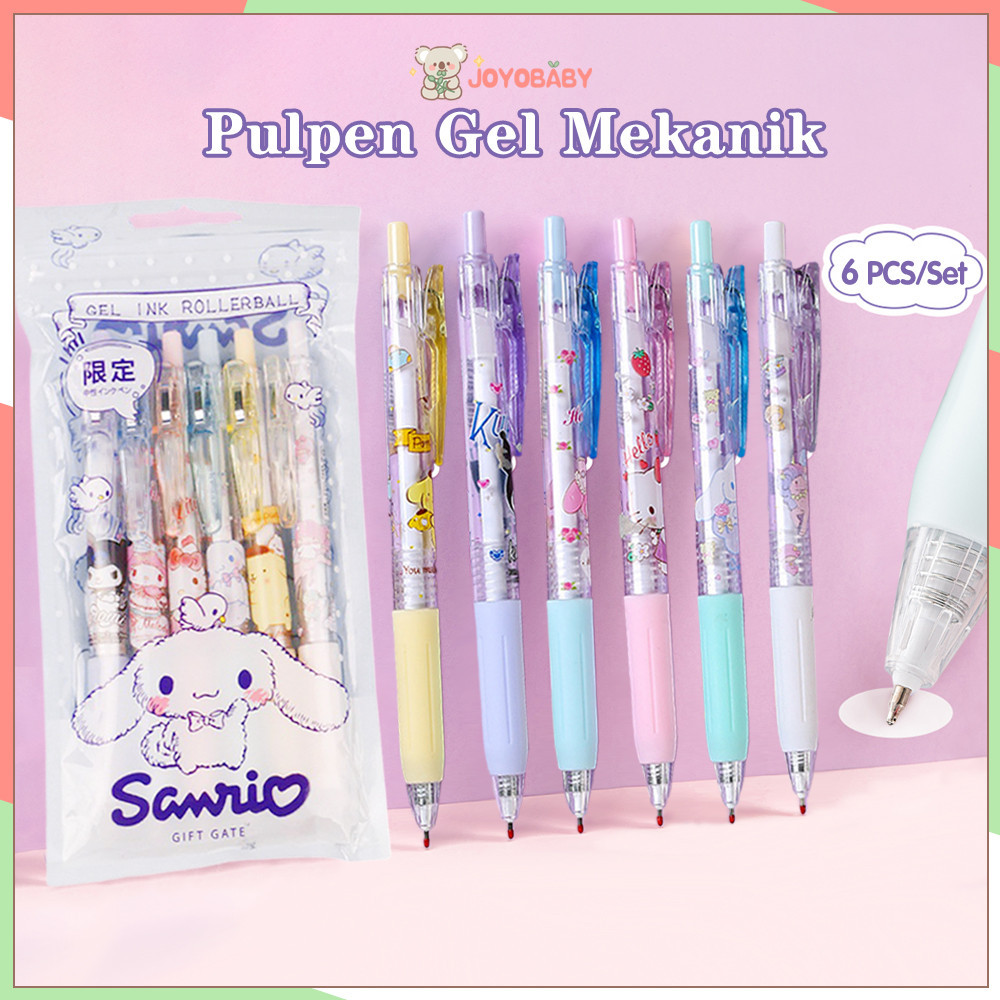 

Joyobaby Pulpen Gel Mekanik Lucu 6pcs Ballpoint Mekanik Pulpen Set Pulpen Cetek Gel Tinta Hitam