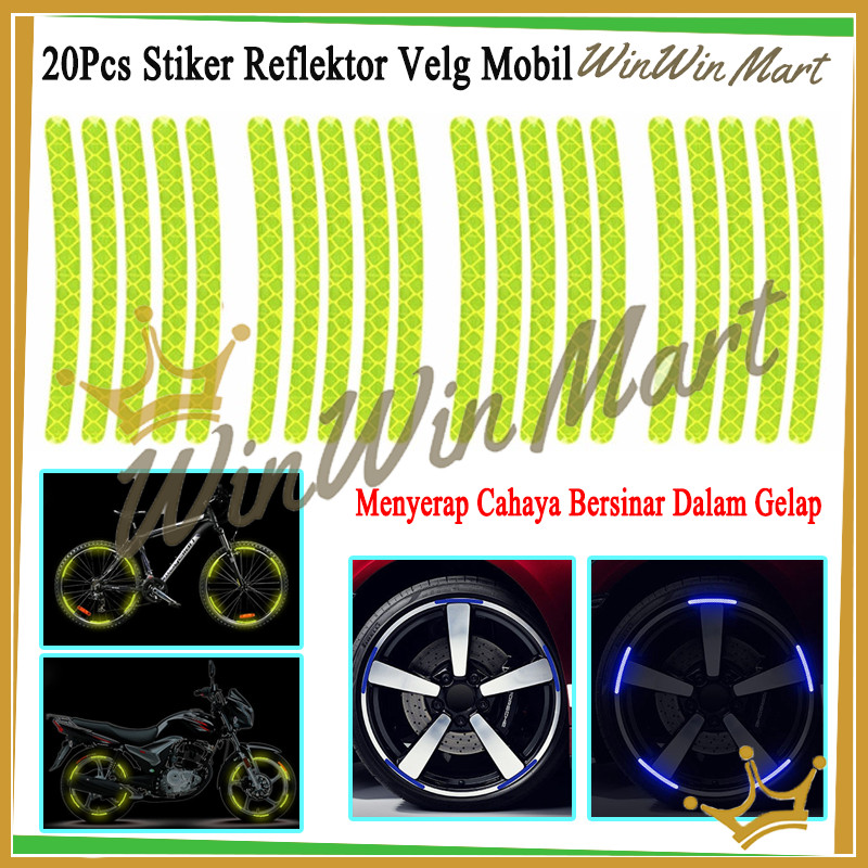 20Pcs Stiker Reflektor Velg Mobil/Pelak Roda Motor Sepeda Stiker Strip/Sepeda Stiker Reflektif