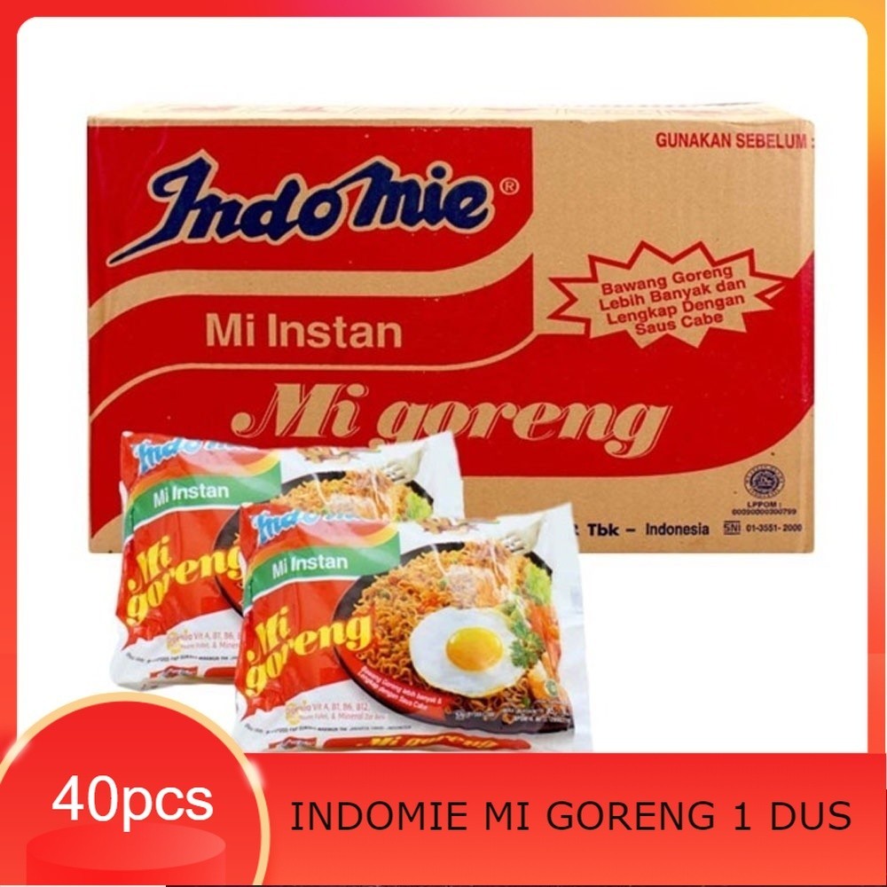 

INDOMIE GORENG 1 DUS ISI 40 BUNGKUS / MIE GORENG / MI / MIE INSTAN / INDOMI GORENG