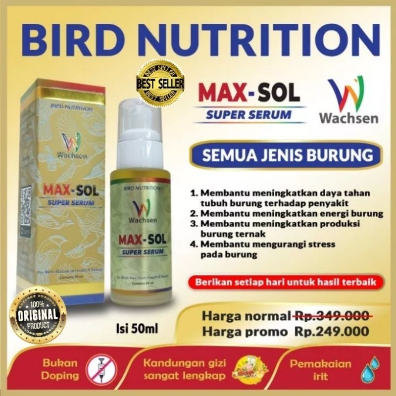 max-sol super serum vitamin penggacor burung berkicau original