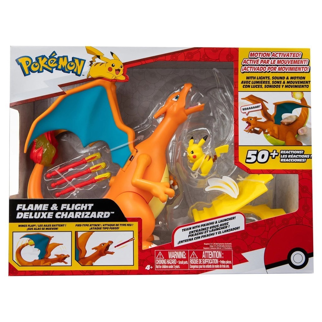 Pokemon CHARIZARD & PIKACHU Flame & Flight Deluxe Electronic Feature Figure Jazwares Wicked Cool Toy