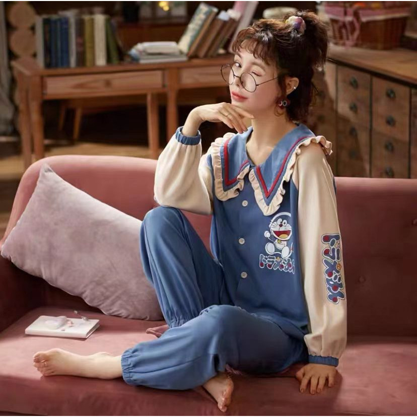 Baju tidur piyama pp lengan panjang celana panjang bahan kaos import tebal SETELAN SETCEL ONESET SET