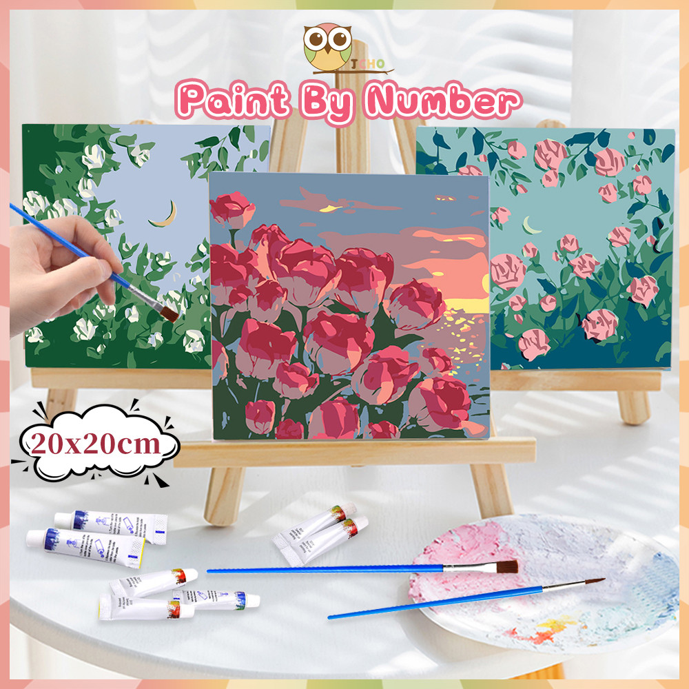 

JCHO 20x20cm Paint By Number KIT Flowers Series Painting KIT DIY
