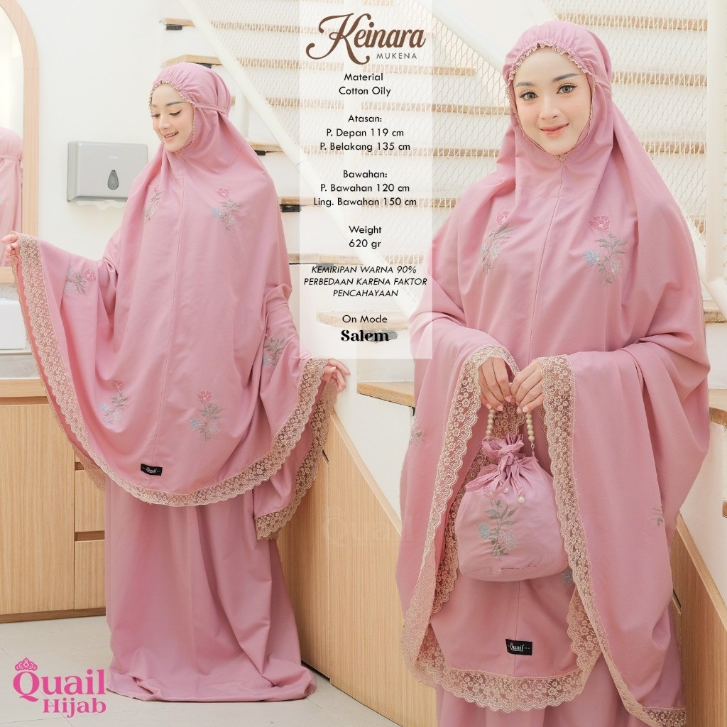 Keinara Mukena Quail Hijab Mukena Cotton Oily Mukena Travelling Keinara Quail Edgina Store