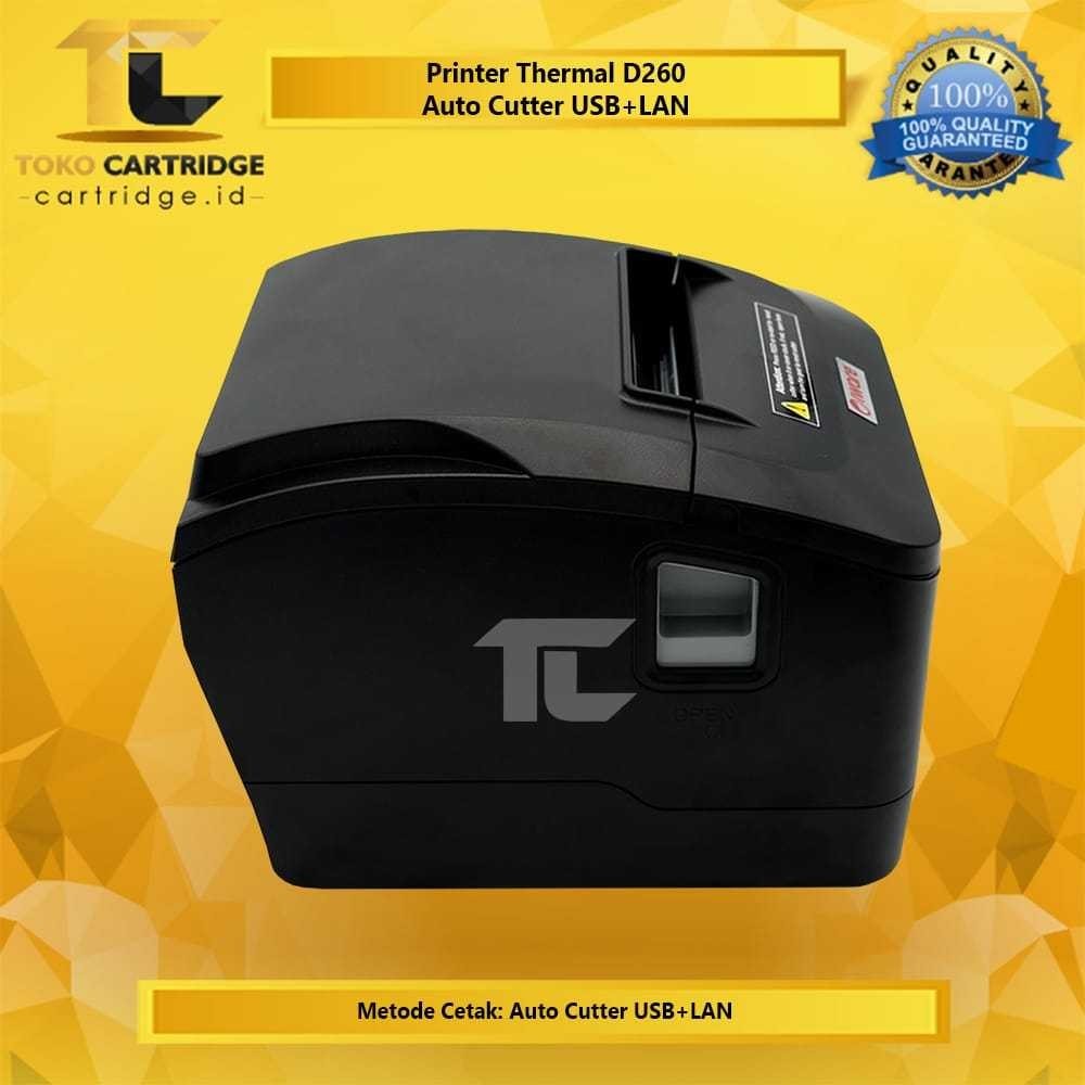 Printer Kasir Thermal D260 Roll Paper ukuran 80mm IWare Printer Mini Kasir Cetak Label Resi USB Blue