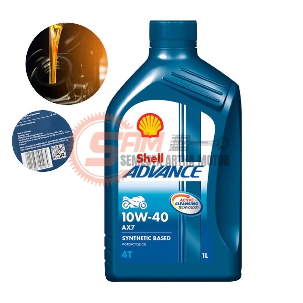 OLI Shell Advance AX7 4T 10W-40 1 Liter Motor Sport Vixion CBR Thunder KLX
