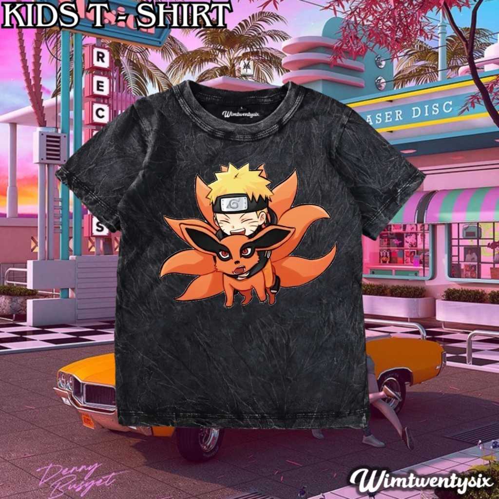 kaos baby naruto and kurama washing vintage tee | kaos anak | baju anak