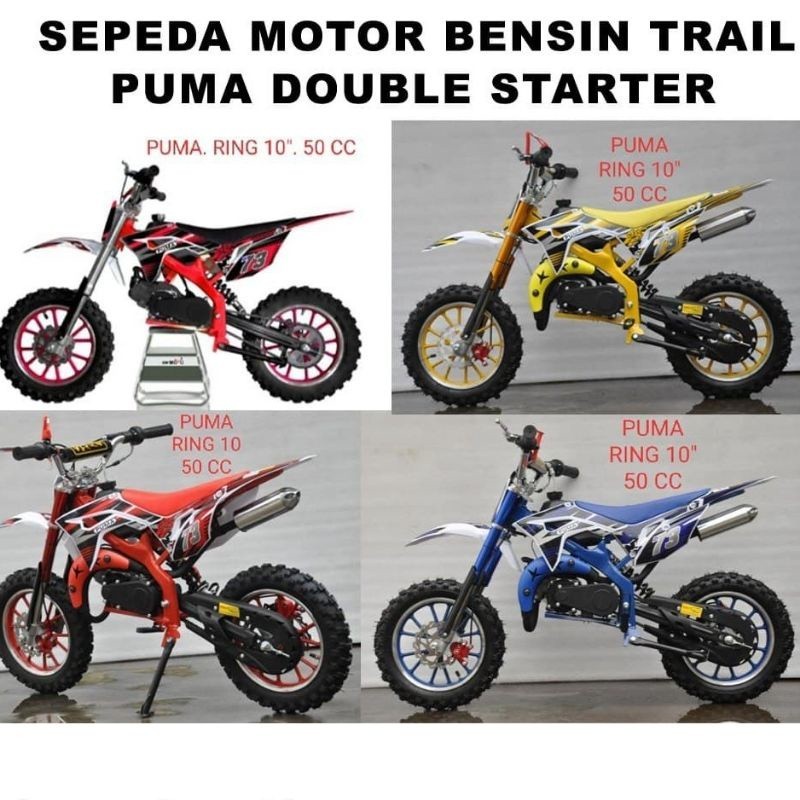 promo diskon 70% Sepeda Motor Mini Bensin 2 Tak Trail Anak Puma Double Starter ring10 Baru Kredit