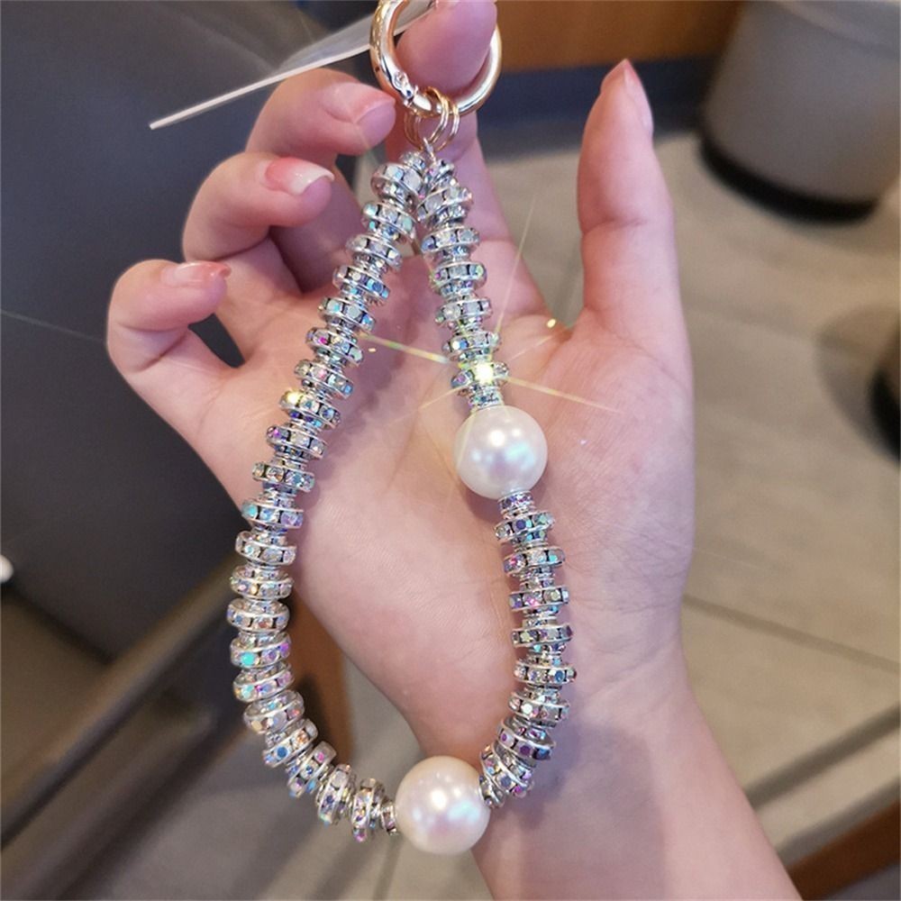 [kokorasman] Diamond Pearl Sling Hand Phone Lanyard Crystal Beads Glitter Bright hp Strap Tali Gantu
