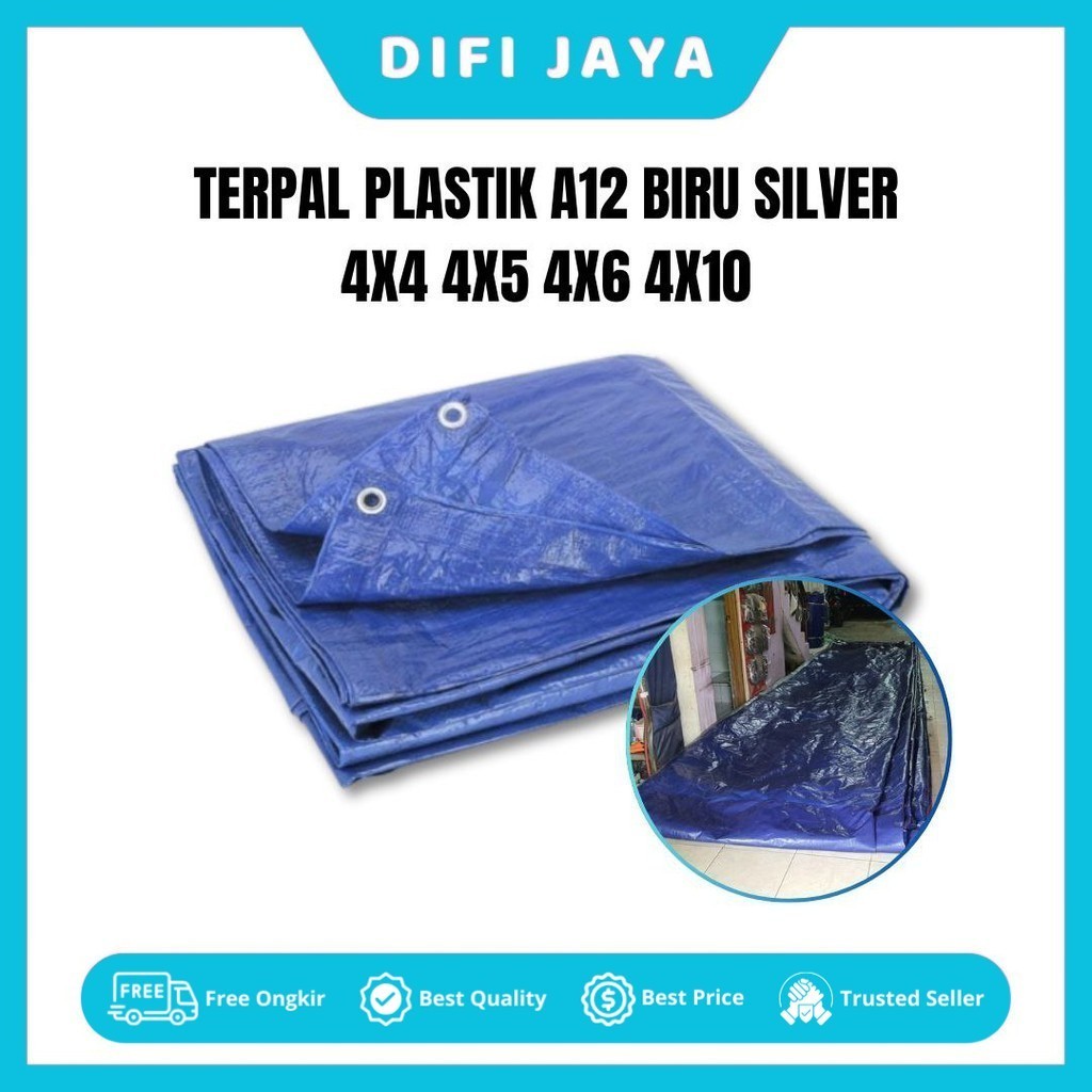 TERPAL PLASTIK A12 BIRU SILVER 4X4 4X5 4X6 4X10