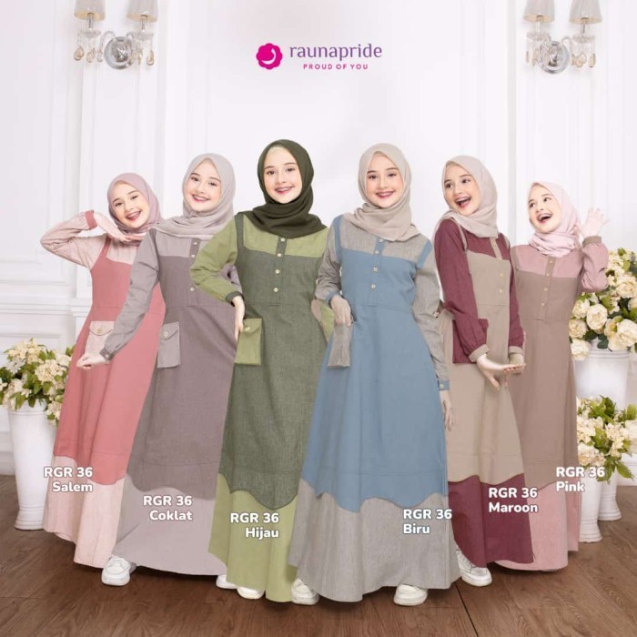 Raunapride Gamis Anak Remaja Rauna RGR 36 Gamis Anak Tanggung - Pink, 10