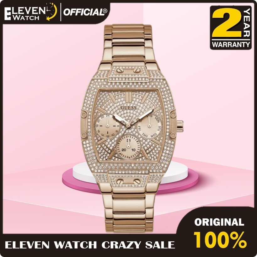 [Promo] jam tangan wanita Guess GW0104L3 Raven Rose Gold Dial Rose Gold Stainless Steel Strap  Garan