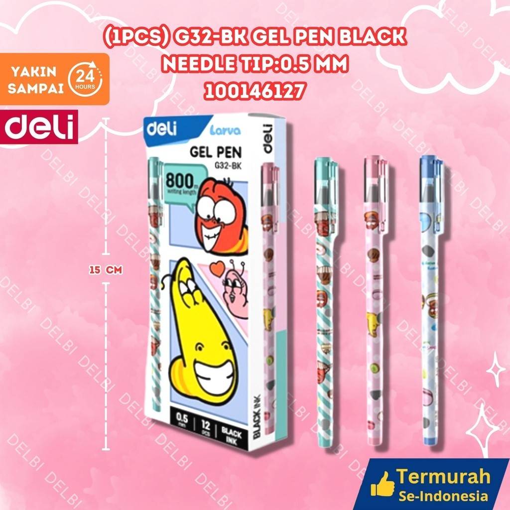 

Deli School Gel Pen / Pulpen Gel Kartun Larva 0.5mm Isi 12 pcs Tinta Hitam Tiga Variant Gambar EG32 (1pcs) G32-BK Gel Pen BLACK Needle tip:0.5 mm