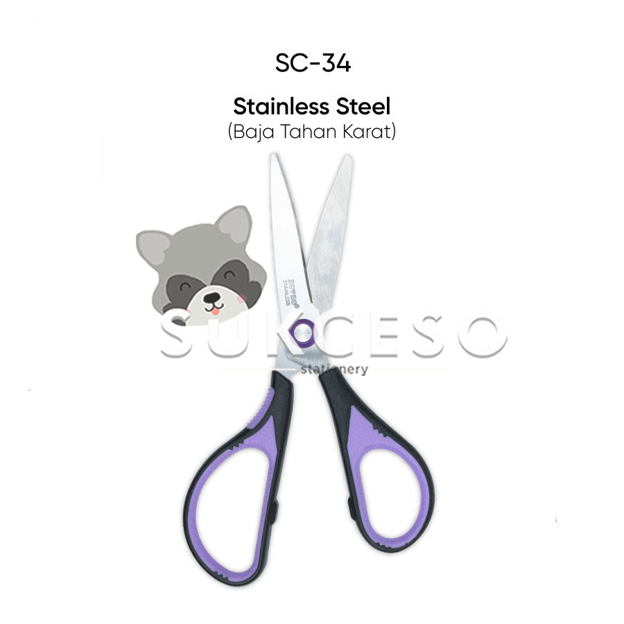 

Joyko Gunting SC-34 Gunting Sedang Scissors Non-Slip Grip Purple