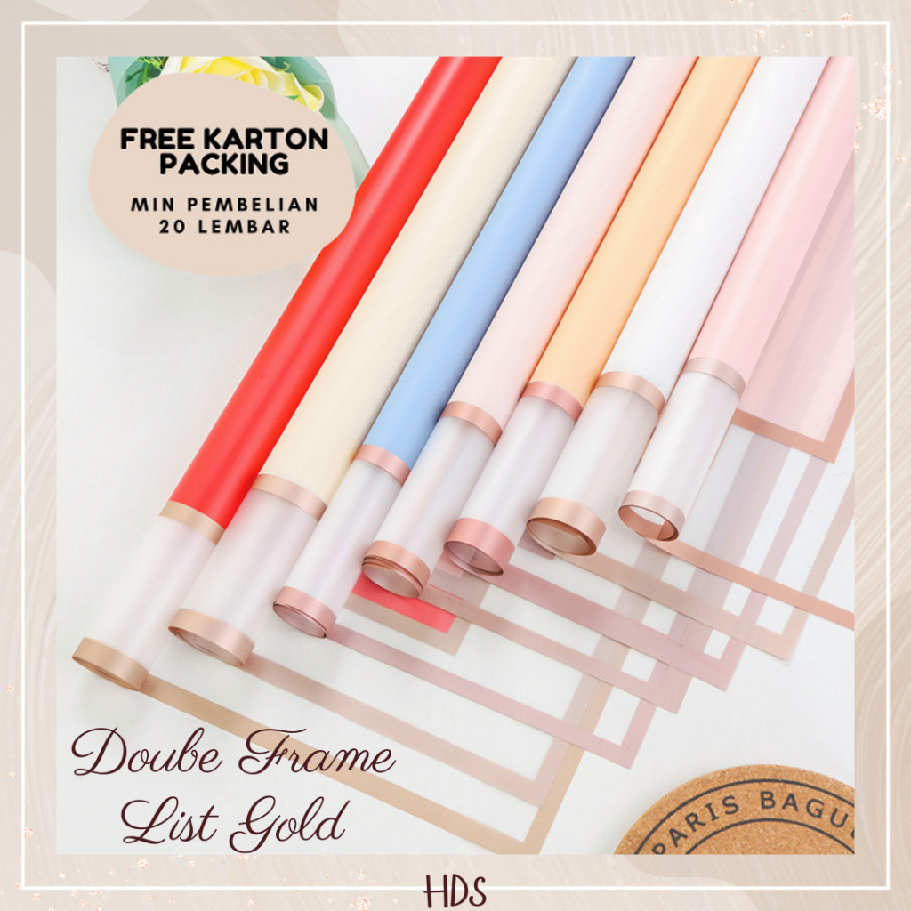 

[5 LEMBAR] KERTAS BUKET BUNGA CELLOPHANE FLOWER WRAPPING PAPER DOUBLE GOLD LINE