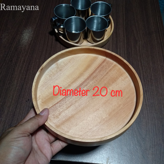 

Baki Kayu Bulat / Nampan Kayu / Tray Kayu / Round Tray Diameter 20 cm Murah