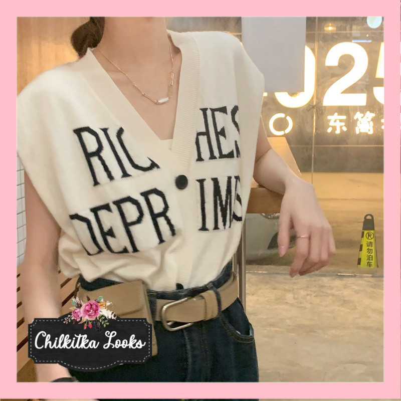 CHILKITKA LOOKS KOREAN FASHION VEST KNIT ROMPI WANITA  RAJUT MX727