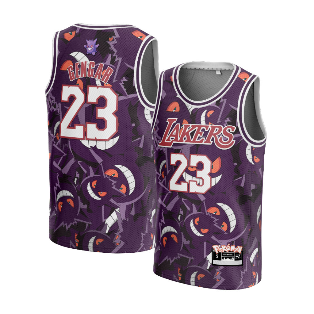 Jersey Gengar LA Lakers #23 CUSTOM UNGU LEBRON JAMES Swingman Bola Basket NBA Baju Kaos T-Shirt Tshi