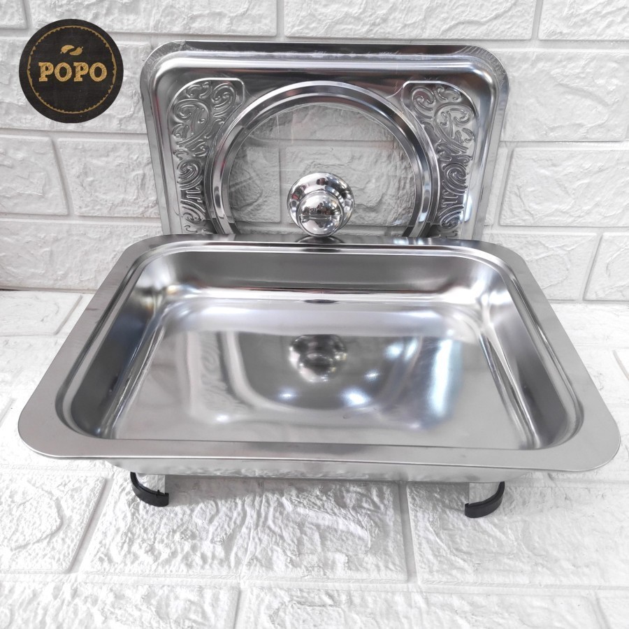 Prasmanan Set Stainless Tempat Makan Fast Food Dish Persegi